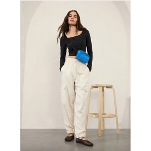 NWT Athleta Celestial Utility Pant Women's Large Cream Jogger Cargo Lightweight